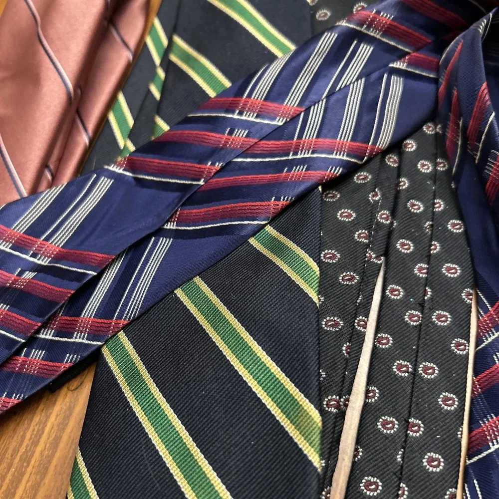Lot 10 Vintage Necktie 3 Inch Blue Brown Mauve Pink Stripes